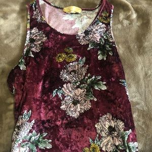 Boutique Velvet Red Floral Tank Top